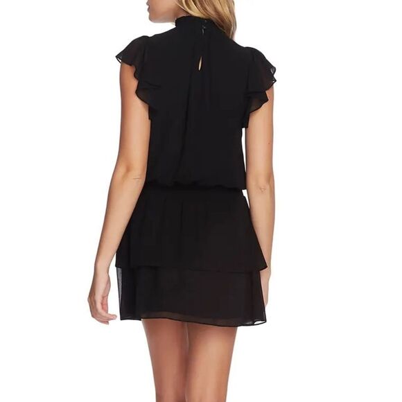 1State black chiffon flutter sleeve mini dress - Picture 4 of 11